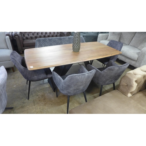 1430 - A Lucio 200cm dining table with a Harlequin grey bench and four chair set * This lot is subject to V... 