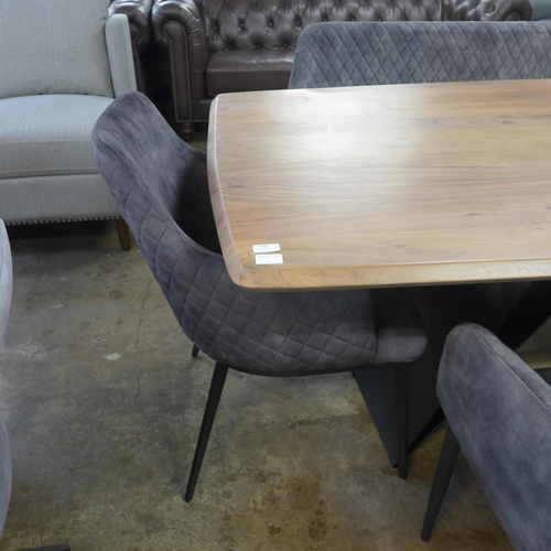 1430 - A Lucio 200cm dining table with a Harlequin grey bench and four chair set * This lot is subject to V... 