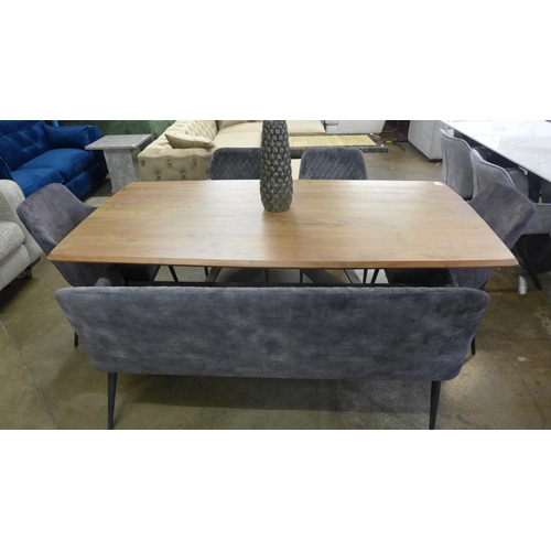 1430 - A Lucio 200cm dining table with a Harlequin grey bench and four chair set * This lot is subject to V... 