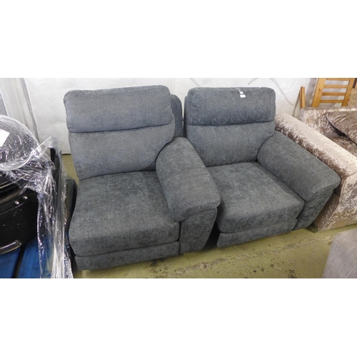 1516 - A pair of Grace charcoal fabric upholstered two seater sofa parts (both same side) * This lot is sub... 