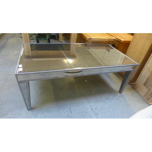 1550 - A silver painted and mirrored coffee table