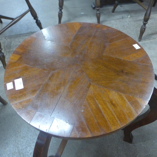 158 - An Art Deco parquetry topped mahogany circular coffee table