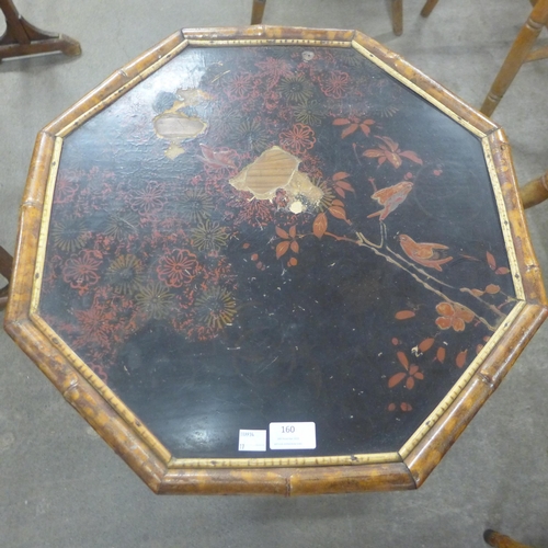 160 - A Victorian Aesthetic Movement bamboo and black lacquered occasional table