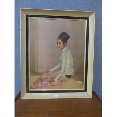 306 - A Sir Gerald Kelly print, Saw Ohn Nyum, framed
