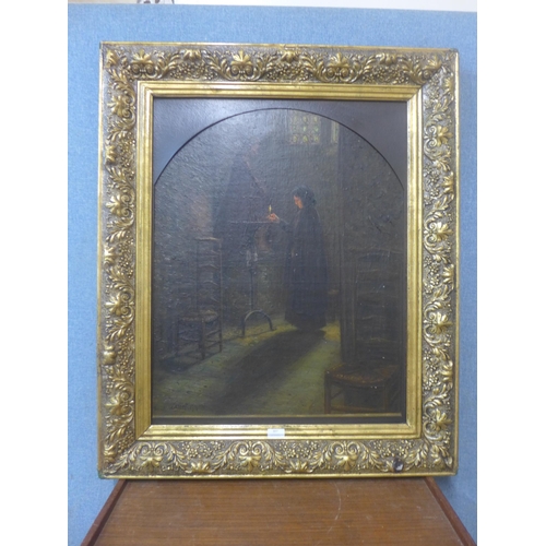 307 - * Cassel (late 19th/early 20th Century French), interior church scene, oil on canvas, framed