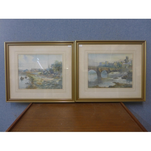 309 - A. Godwin (ABWS), pair of Chester river landscapes, watercolour, framed