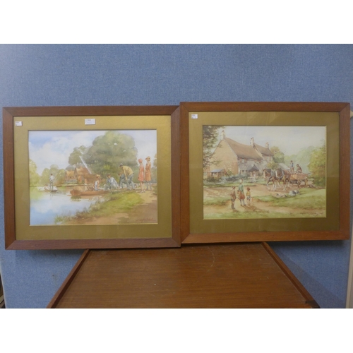 314 - Douglas E. West, pair of landscapes, watercolour, framed