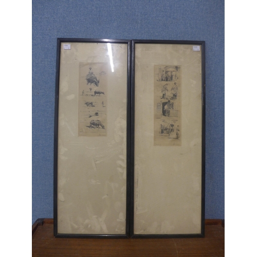 316 - A pair of signed J.S. Wilson limited edition dry point etchings, framed