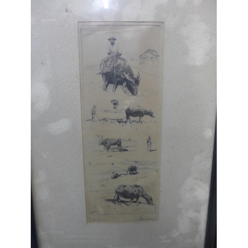 316 - A pair of signed J.S. Wilson limited edition dry point etchings, framed