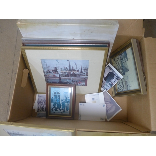 323 - A quantity of assorted Lowry prints, mugs, postcards, etc.