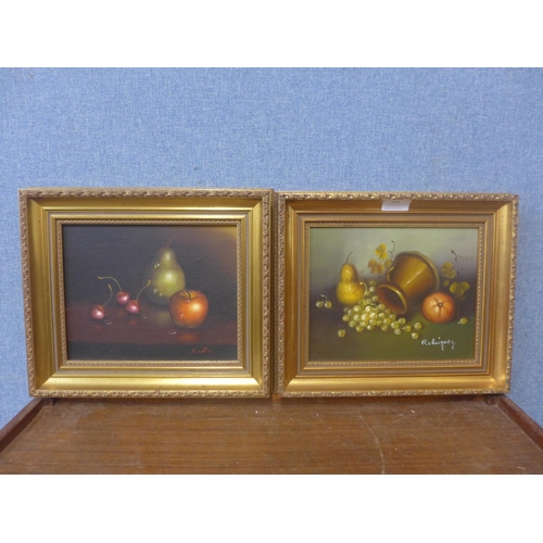 328 - A pair of still lifes of fruit, oil on canvas, framed