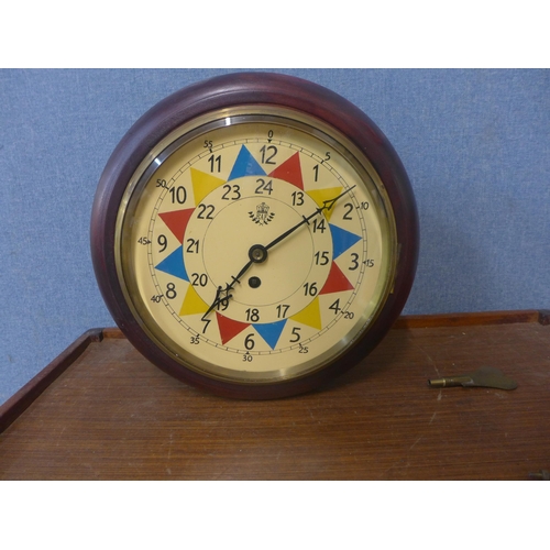 333 - An R.A.F. style circular beech fusee wall clock