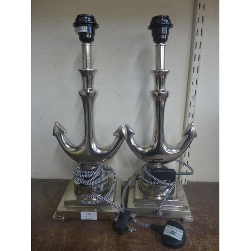 336 - A pair of chrome anchor shaped table lamps