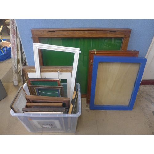 340 - Three display cases and various assorted picture frames