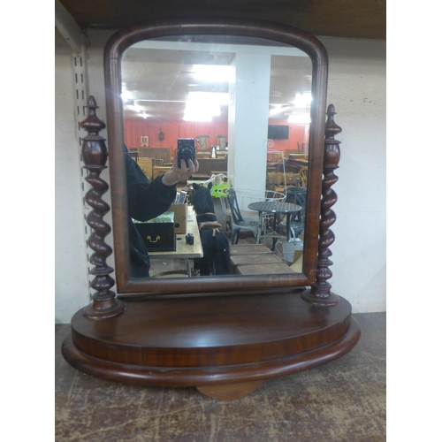 349 - A Victorian mahogany barleytwist toilet mirror