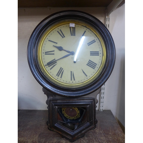 352 - A 19th Century American Ansonia beech wall clock, a/f