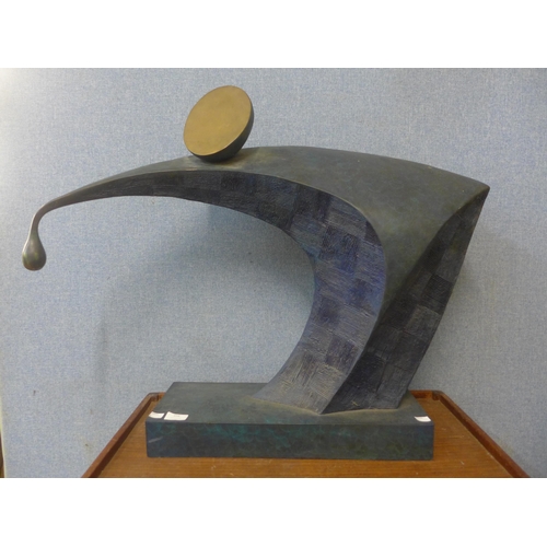 356 - A large abstract bronze mouse sculpture