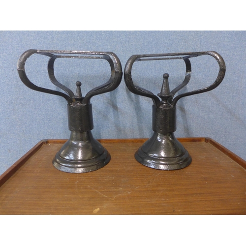 359 - A pair of Victorian style painted cast iron outdoor light bases