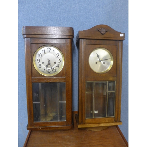 370 - Two oak wall clocks