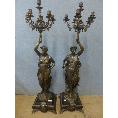 373 - A pair of large French style bronze figural candelabrum