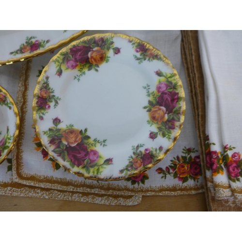 389 - A collection of Royal Albert Old Country Roses dinnerware