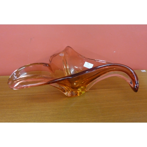 45 - An Italian Murano Fratelli Toso tricorn coloured glass centrepiece