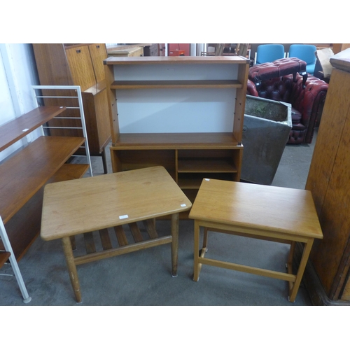 71 - Two teak coffee tables and two teak bookshelves