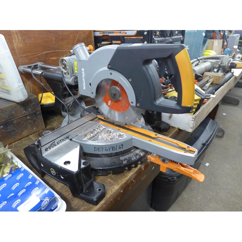 2032 - An Evolution 240v mitre saw - failed electrical safety test due to insulation resistance - sold as s... 