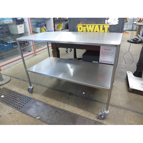 2035 - A stainless steel prep trolley - 120cm x 60cm