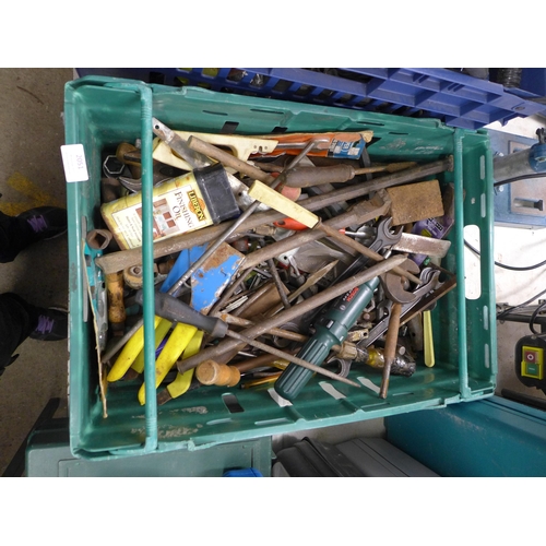 2051 - Three trays of assorted hand tools including chisels spanners and more