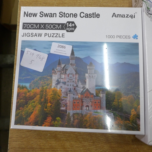 2086 - 3 x 1000 piece jigsaws - Bavarian Stone Castle, Monet's Soleil Levants and Amalfi Coast Scene - all ... 