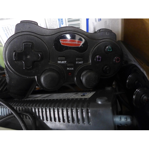 2095 - A box of assorted console gaming  equipment:- games, remotes and accessories