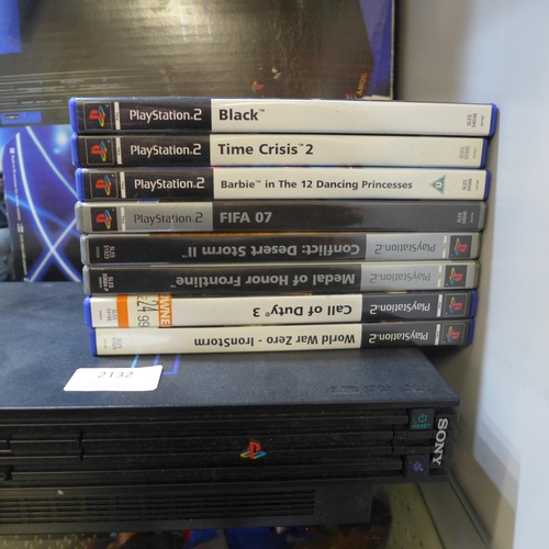 2132 - A Sony Playstation 2 console with games