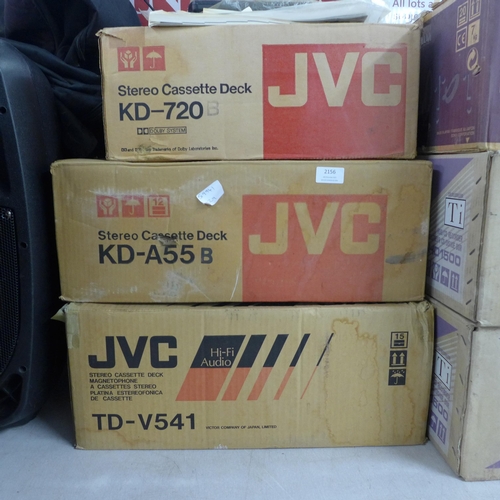 2156 - A JVC KD-A55B cassette deck, KD-720B cassette deck and TD-V541 cassette deck - all boxed