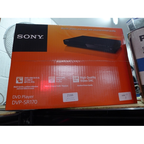 2166 - A Sony DVD player, DVP-SR170, boxed and unopened