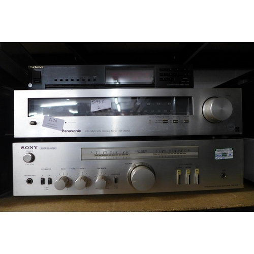 2174 - A Sony TA242 stereo tuner, Technics ST-X990L tuner and a Panasonic ST 2500L stereo tuner