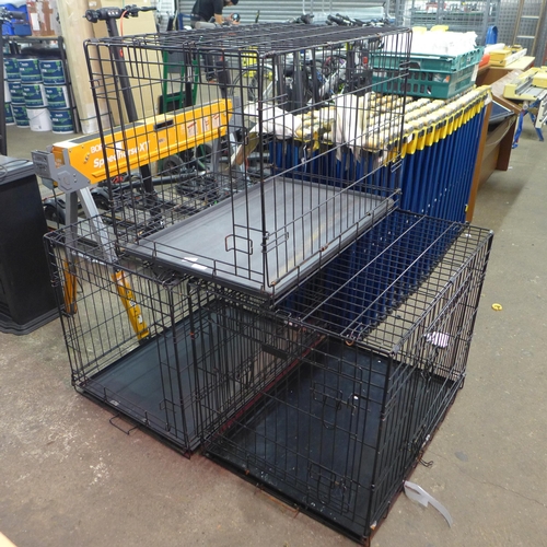 2241 - Three folding dog cages - 2 missing doors