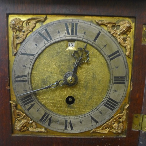 350 - An oak cased fusee bracket clock, the brass back plate signed Fred White, Great Haywood