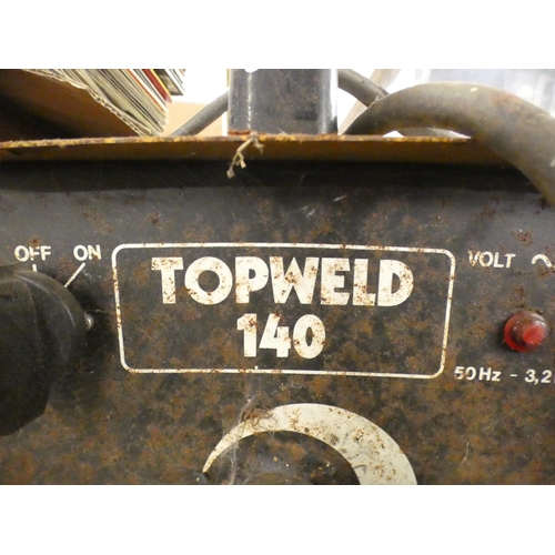 2459 - A Topweld 140 240v Sip arc welder with a quantity of brass welding rods and operating instructions