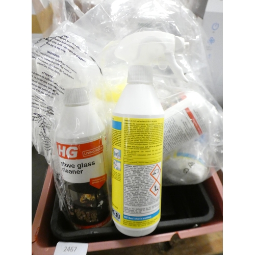 2467 - A quantity of cleaning chemicals including Mold Remover, Elbow Grease Degreaser, Glass Cleaner, etc.