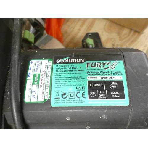 2512 - A Evolution Fury3  240v sliding compound mitre  saw