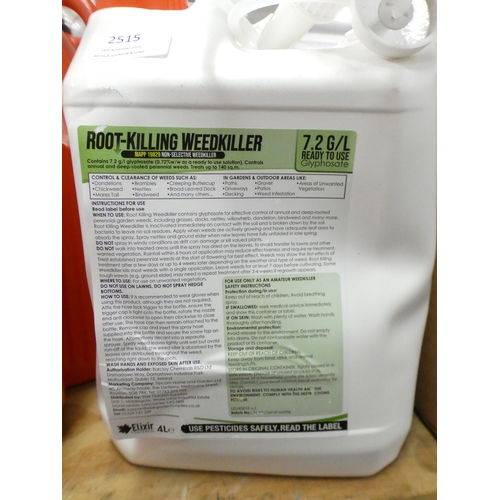 2515 - Two 4ltr containers of Elixir root killing weed killer - unused