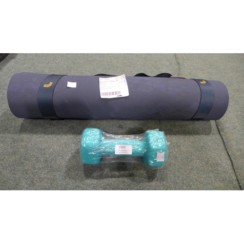 3360 - Lole Yoga Mat & 4kg Dumbbell   (309-191)   * This lot is subject to vat