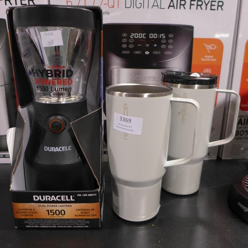 3369 - Reduce Cold Tumbler 2pk (One Lid) & Duracell Dual Powered Lantern   (309-100,106)   * This lot is su... 