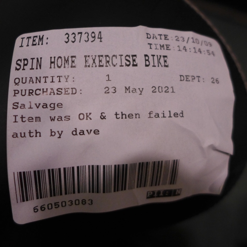 3388 - Spin Home Exercise Bike, Original RRP £299.99 + vat           (309-165)   * This lot is subject to v... 