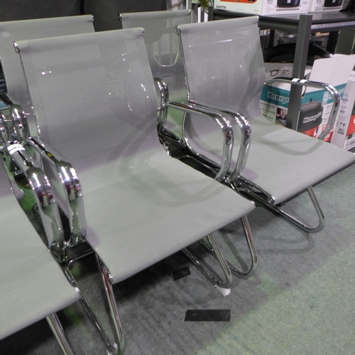 3405 - Set of four chrome/grey fabric chairs