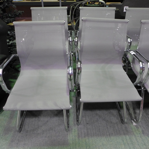 3406 - Set of four chrome/grey fabric chairs