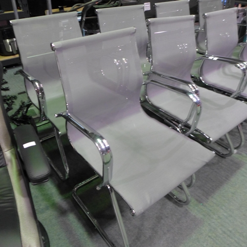 3406 - Set of four chrome/grey fabric chairs