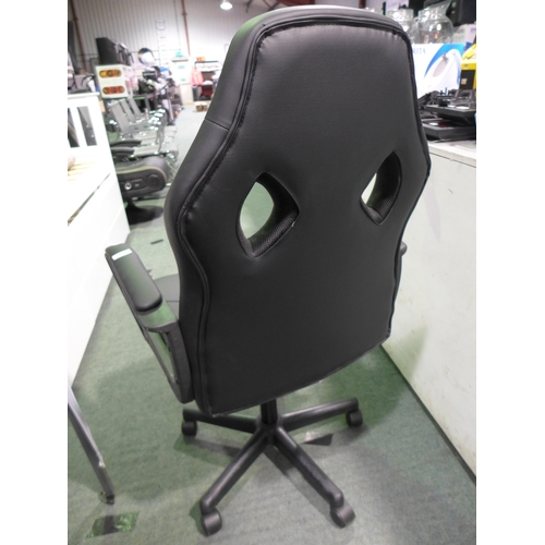 3410 - Black fabric, Gas-Lift Gaming Chair on Wheels