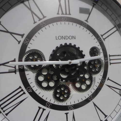 3042 - A monochrome skeleton circular wall clock - London